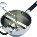 A stainless steel mouli food mill